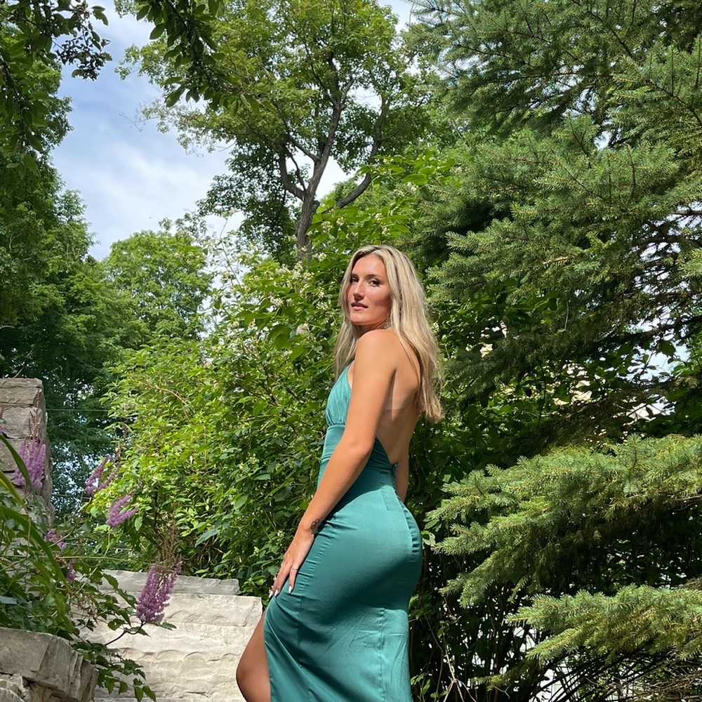 Elegant Green Halter Dress